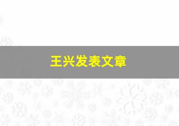 王兴发表文章