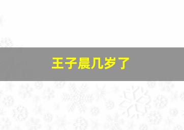 王子晨几岁了