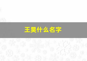 王昊什么名字