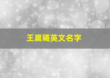 王晨曦英文名字