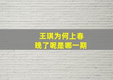 王琪为何上春晚了呢是哪一期