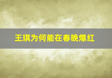 王琪为何能在春晚爆红