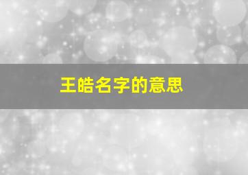 王皓名字的意思