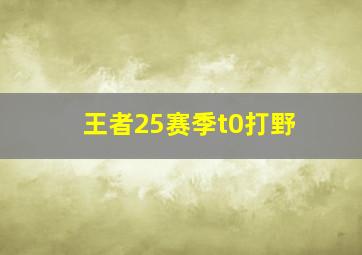 王者25赛季t0打野