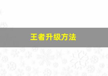 王者升级方法