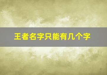 王者名字只能有几个字