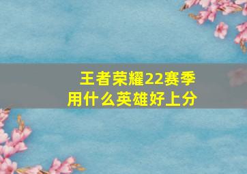 王者荣耀22赛季用什么英雄好上分