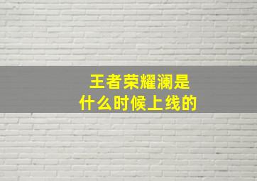 王者荣耀澜是什么时候上线的