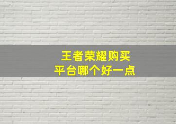 王者荣耀购买平台哪个好一点