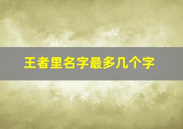 王者里名字最多几个字