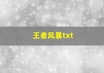 王者风暴txt