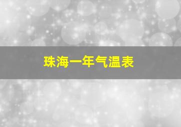 珠海一年气温表