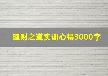 理财之道实训心得3000字