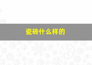 瓷砖什么样的