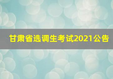 甘肃省选调生考试2021公告