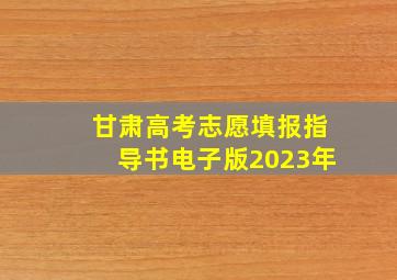 甘肃高考志愿填报指导书电子版2023年