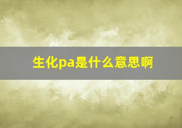 生化pa是什么意思啊