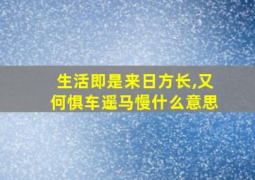 生活即是来日方长,又何惧车遥马慢什么意思