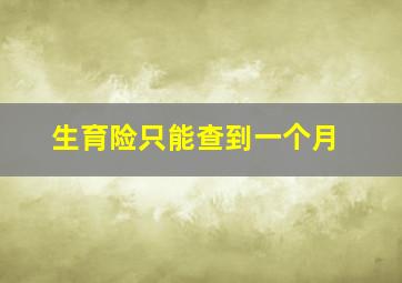 生育险只能查到一个月