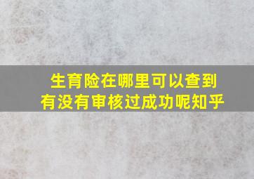 生育险在哪里可以查到有没有审核过成功呢知乎