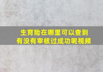 生育险在哪里可以查到有没有审核过成功呢视频