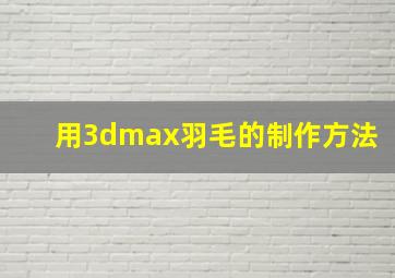 用3dmax羽毛的制作方法