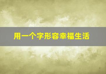 用一个字形容幸福生活