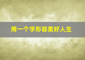 用一个字形容美好人生