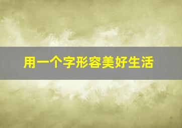 用一个字形容美好生活