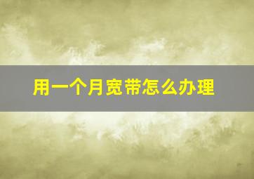 用一个月宽带怎么办理