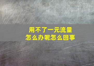 用不了一元流量怎么办呢怎么回事