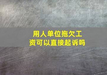 用人单位拖欠工资可以直接起诉吗