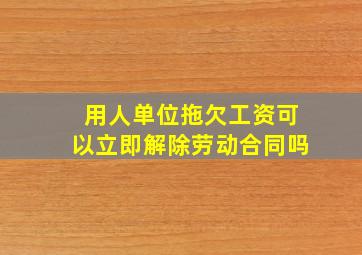 用人单位拖欠工资可以立即解除劳动合同吗