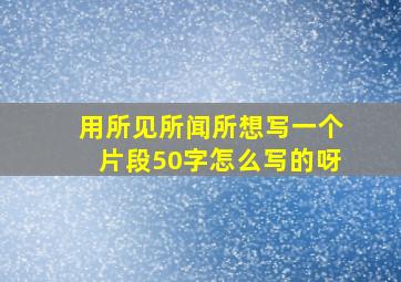 用所见所闻所想写一个片段50字怎么写的呀