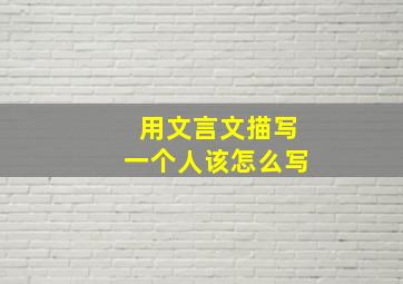 用文言文描写一个人该怎么写