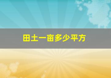 田土一亩多少平方