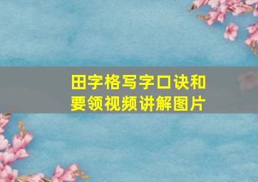 田字格写字口诀和要领视频讲解图片