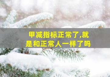 甲减指标正常了,就是和正常人一样了吗