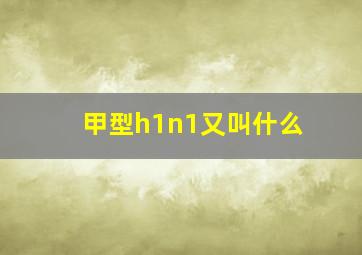 甲型h1n1又叫什么