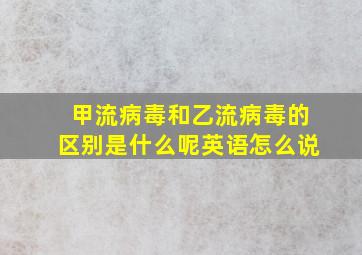 甲流病毒和乙流病毒的区别是什么呢英语怎么说