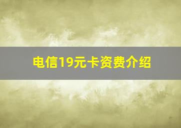 电信19元卡资费介绍