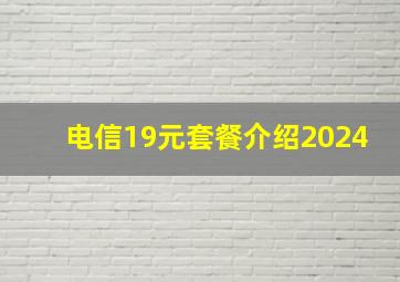 电信19元套餐介绍2024