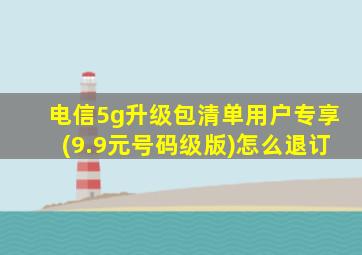 电信5g升级包清单用户专享(9.9元号码级版)怎么退订