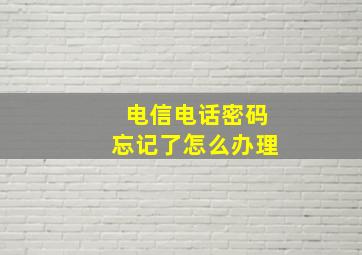 电信电话密码忘记了怎么办理