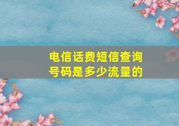 电信话费短信查询号码是多少流量的