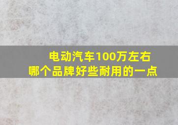 电动汽车100万左右哪个品牌好些耐用的一点