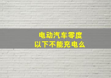 电动汽车零度以下不能充电么