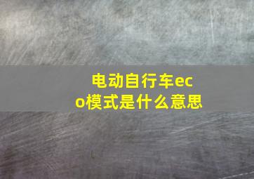 电动自行车eco模式是什么意思