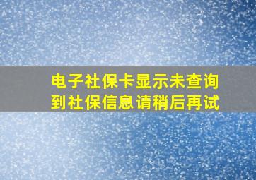 电子社保卡显示未查询到社保信息请稍后再试