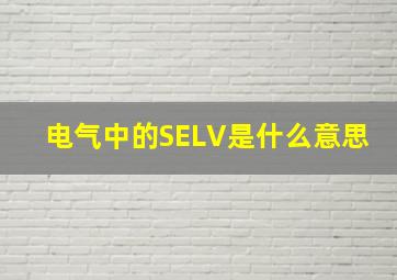 电气中的SELV是什么意思